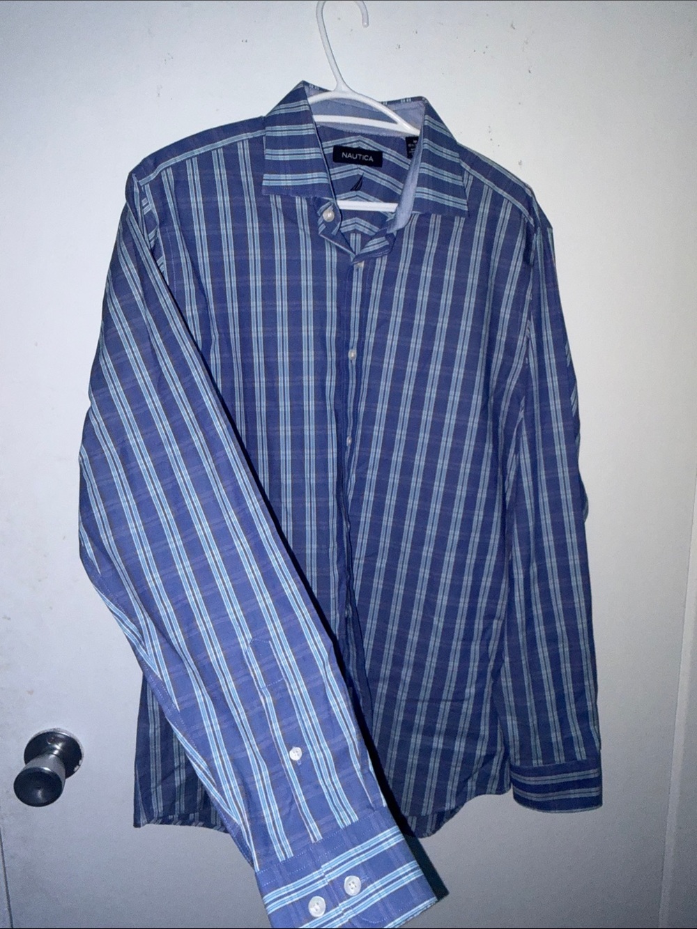 Nautica Men's Blue Multi-Striped Dress Shirt